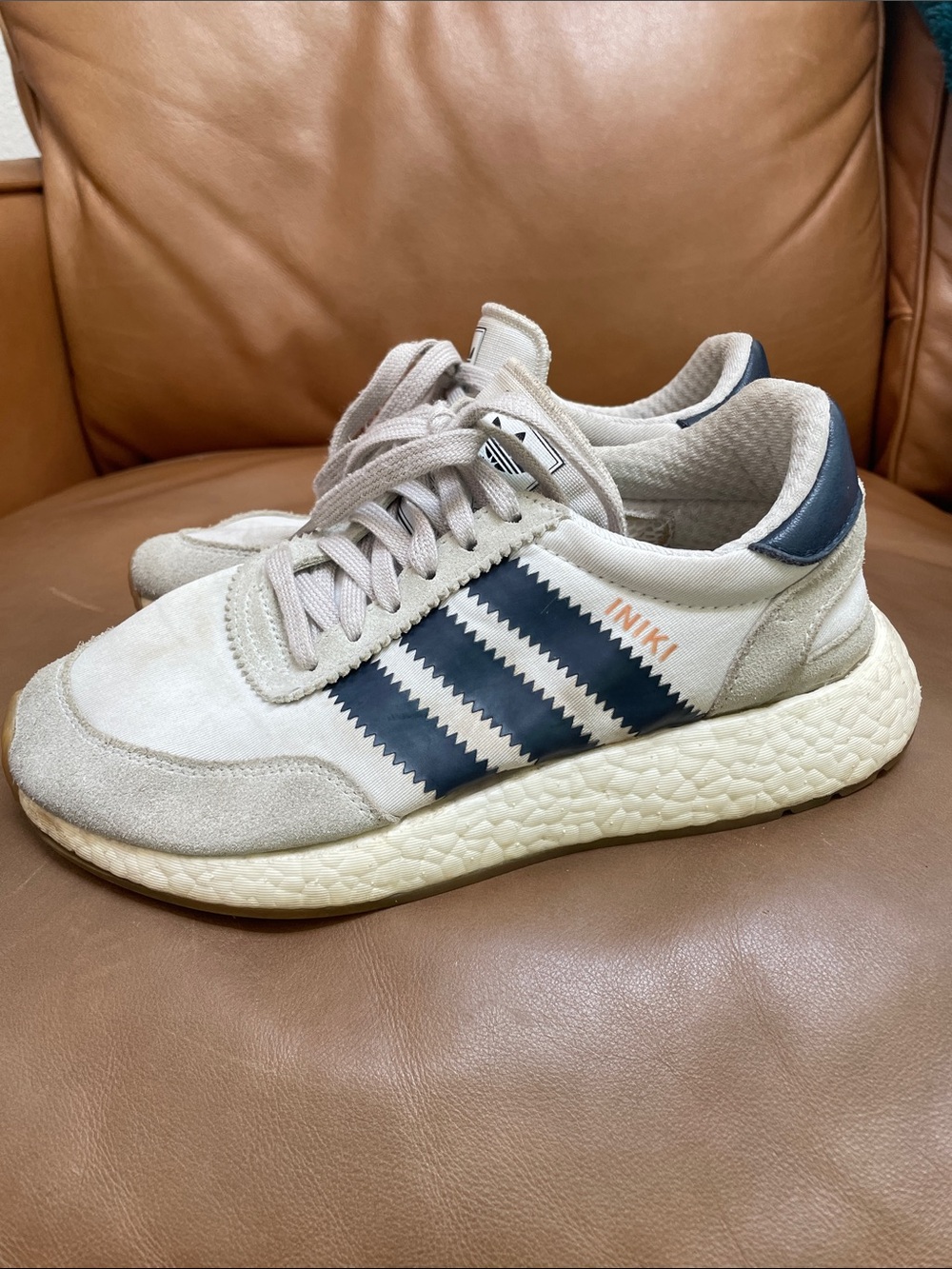 adidas Iniki Runner Sneakers in Cream and Navy